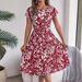 Real Shot Of 2026 Spring/Summer European And American Elegant Floral Short-sleeve Pleated Dress With A Large Hem._ecoleips.com