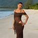 2026 Summer New European And American Women's Fashion Elegant Off-Shoulder Sexy Waist-Revealing Mesh Seamless A-line Dress_ecoleips.com