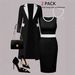 Elegant Stylish Color Blocked Long Sleeved Cardigan Plus Size Women's Clothing Fitted Midi Sleeveless Dress_ecoleips.com