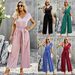 Diyun European American Short-sleeved Foreign Trade Solid Color Jumpsuit For Women 2026, Elegant And Casual,_ecoleips.com