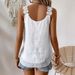 Cross-Border Summer Holiday Women's Solid Color Swiss Embossed Simple Daily Lace Trim Sleeveless Tank Top_ecoleips.com