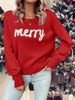 girl European And American Cross-Border Christmas 2025 New Style Letter Knitted Sweater Women's Round Neck Long Sleeve_ecoleips.com