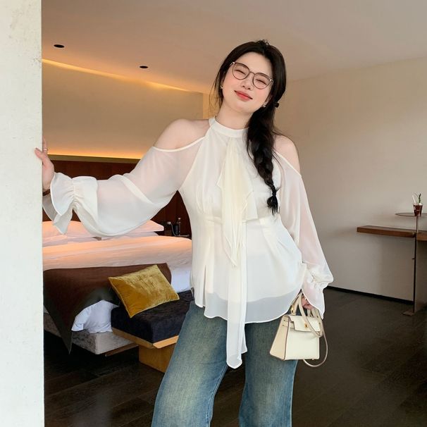 French-style Elegant High-end Halter Neck Off-shoulder Shirt For Women, New Summer Design, Niche, Waist-cinching,_ecoleips.com