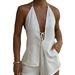 Verve Kai Kuo 2025 Spring Summer Casual Set Halter Sexy Tie Top High Waist Pants Two-Piece Women's Clothing_ecoleips.com