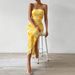 Women's TK Mesh Printed 2026 Spring Summer New High Waist Slim Fit Slit Tube Top Bodycon Dress_ecoleips.com