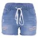 Women's Clothing Elastic Drawstring High Waist Slim Ripped Washed Women's Jeans_ecoleips.com