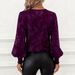 K Classic Leopard Print V-neck Lantern Sleeve Long Sleeved Shirt_ecoleips.com