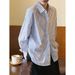 Yanshuang French Striped For Women, Autumn New Loose Long Sleeve Design Sense Niche Shirt 3188_ecoleips.com