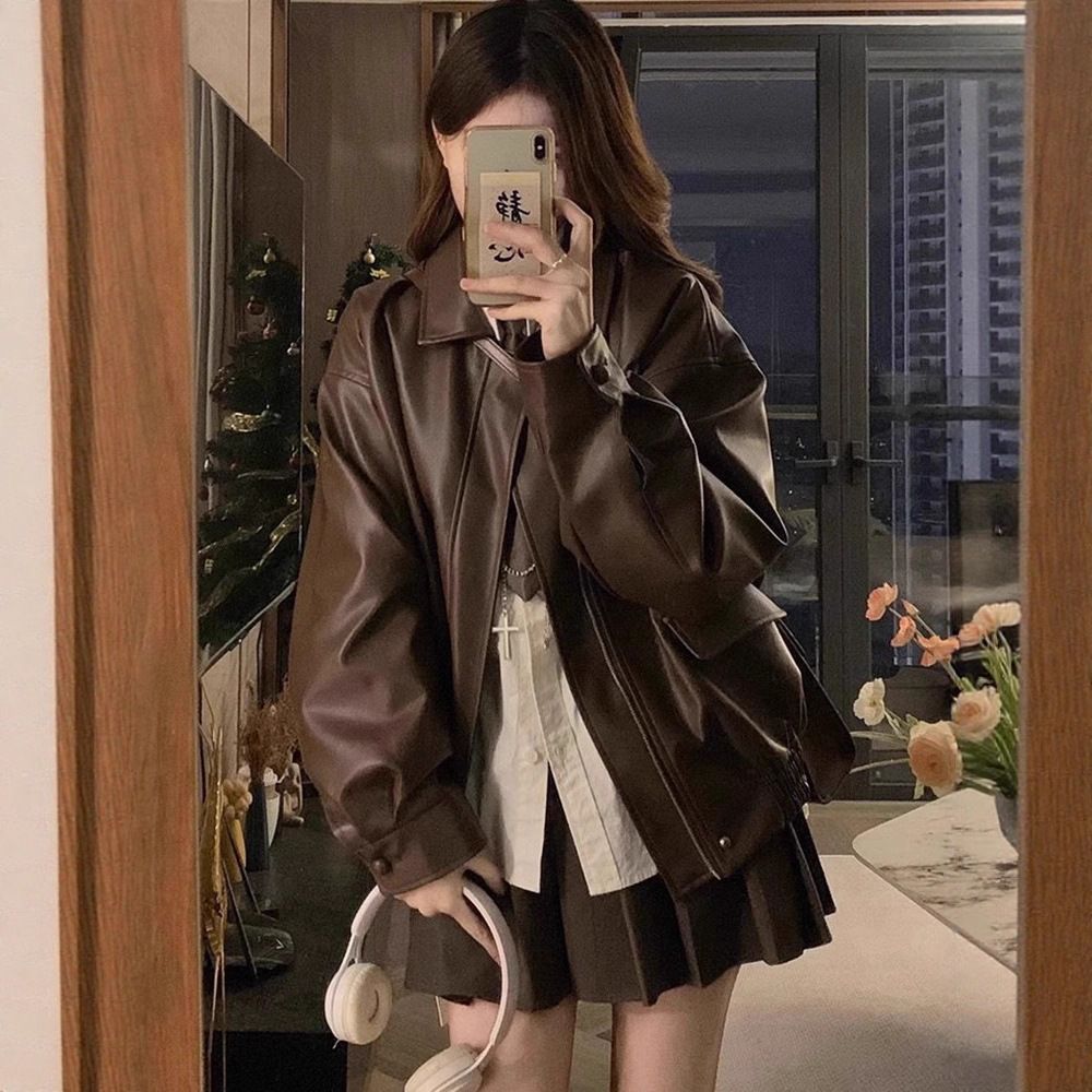 ng2510292 Short For Women New Winter American Style Petite Leather Jacket Spring Autumn Top_ecoleips.com