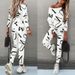 2025 Autumn New Women's Letter Print Sleeve Long Pants Casual Set 5101_ecoleips.com