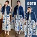 Autumn New Ink Painting Vest Denim Jacket Two-Piece Set Maternity Dress_ecoleips.com