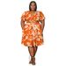Women's Plus Size Skirt Set V Neck Short Skirt With Pockets Ruffled Sleeves Tie American Style Spring/Autumn Summer_ecoleips.com