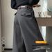 Aria Basics 2024 Winter New Style Women's Fleece-Lined Thick Woolen Wide-Leg Straight High-Waisted Slim-Fit Hip-Covering Versatile_ecoleips.com