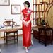 Elegant Chinese Qipao Dress With Peacock Embroidery, Slim-Fit Long Cheongsam For Women, High Neckline & Side Slit, Breathable Polyester Blend Fabric_ecoleips.com