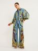 Women's Fashion Personality Printed Puff Sleeve Suit Leisure Tie Rope Holiday_ecoleips.com