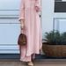Women's Fashion Casual Suit Mushroom Button Lapel Long Shirt Puff Sleeves Wide Leg Pants_ecoleips.com