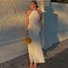 51618 European And American Foreign Trade Women's Backless Pleated Fabric Personality New Breathable Lace-up Ruffle Long_ecoleips.com