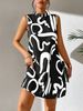 Cross-border Women's Clothing 2023 Summer Wish European And American Printed Stand-collar Dress_ecoleips.com