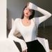 Bottom Shirt Women's Autumn And Winter New Thin Inner Casual Crew Neck Top Slim-fit Spice Girl Long-sleeved T-shirt_ecoleips.com