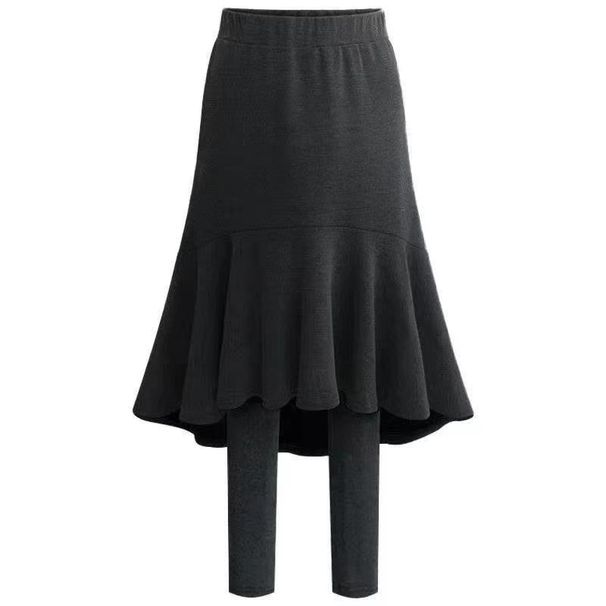 Women's Clothing Autumn And Winter Fishtail Skirt Two Piece Leggings Skirt Thickened Velvet One Piece Pants Warm Tights_ecoleips.com