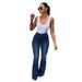 Women's Clothing High Waist Elastic Denim Trousers Flared Horseshoe Pants Solid Color Fashion Spring/Autumn_ecoleips.com