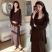 Autumn New Korean Fashion Maternity Dress With Strap + Sun Protection Top Two-Piece Set For Pregnant Women_ecoleips.com