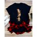 Merry Christmas Tree Santa Claus Simple Base Shirt Trendy Casual Loose Short Sleeve T-Shirt For Women_ecoleips.com