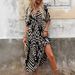 Women's Clothing Loose Women's Elegant Style Random Print Tie Dye Large Swing Dress_ecoleips.com