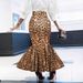 Leopard Print Fishtail Midi Skirt – Elegant Bodycon Skirt With Slimming Ruched Waist For Women (Brown, S-XXL)_ecoleips.com
