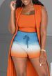 Women's Clothing Windbreaker Suspenders Printed Gradient Contrast Color Jacket Shorts Three Piece Suit_ecoleips.com