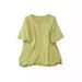 Women's Clothing Plus Size Loose Slim Oblique Needle Jacquard Square Collar Short Sleeved T Shirt_ecoleips.com