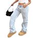 Women's Low-Rise Straight-Leg Jeans – Vintage Washed Denim Pants With Relaxed Fit For Casual Streetwear_ecoleips.com