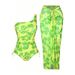 Modest One-Piece Swimsuit With Cover-Up Skirt - Floral Print Plus Size Bathing Suit For Women, Long Sleeve Beachwear (Rose Red/Green, 0XL-4XL)_ecoleips.com