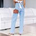 Women's Clothing Elastic Wide Leg Denim Trousers Fashion Washed Jeans_ecoleips.com