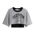 American Retro Trend Letter Printing Two-piece Short-sleeved T-shirt, Spice Girl Jazz Dance Loose Outer Blouse Women_ecoleips.com