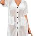Women's Beach Cover Up Lace Knit Short Sleeve Cardigan - Lightweight Sun Protection Swimwear Wrap For Vacation, Pool, Summer Outings_ecoleips.com