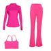 Women’s Flare-Leg Jacket & Y-Back Bra 3-Piece Set – Seamless Gym-to-Street Outfit For Yoga, Running & Lounge_ecoleips.com