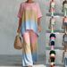 Women's Clothing Casual Round Neck Short Sleeve Top Plus Size Digital Print Clothing Set New 2026_ecoleips.com