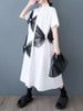 Patchwork Mesh Bow Vintage Shirt Dresses For Women Long Summer New Short Sleeve Loose Casual Dress Korean Elegant Clothing 2025_ecoleips.com