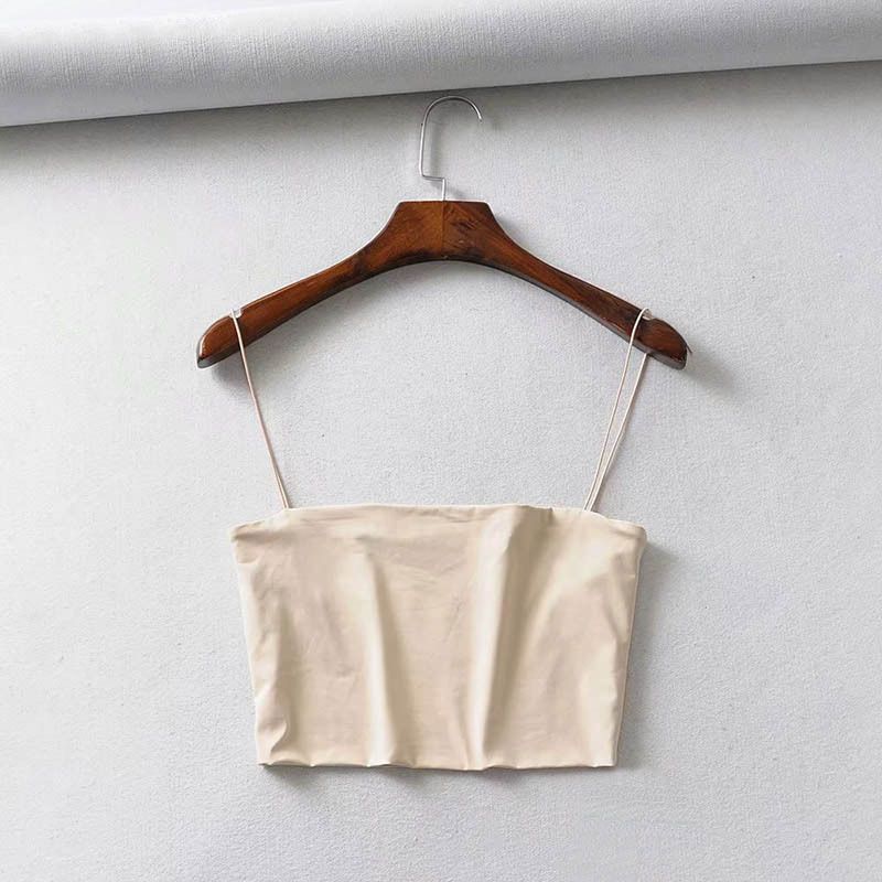 Women's Clothing Street Shooting Thin Rubber Band Suspenders Small Vest Women's Short Flat Mouth Solid Color Tube Top_ecoleips.com