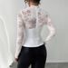 Women's Slim Fit Long Sleeved Top Lace Trimmed Back Zipper Style Autumn Winter New_ecoleips.com