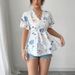 Women's Lace V-Neck Floral Blouse - 2025 Summer Holiday Style Short Sleeve Top (European & American Fit)_ecoleips.com
