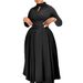 Women's Clothing Elegant Commuter High Neck Long Sleeve Elegant High-Neck Long-Sleeve A-Line Dress | Timeless Office Dress In Luxe Colors_ecoleips.com