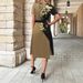 Women's Clothing Commuter Belt Short Sleeved Round Neck Printed Dress_ecoleips.com