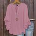 Women's Clothing Three Quarter Sleeve Top Solid Color Fashion Casual Loose V Neck Business Shirt_ecoleips.com