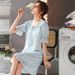 2026 New Collar Solid Color Ice Silk Pajamas Look Sweet And Cute Short-sleeved Silk Pajamas Loungewear_ecoleips.com
