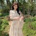 European And American Summer Thin Sweet Ruffled Short Sleeve Floral For Women Chiffon Loose Plus Size Gentle Style Dress_ecoleips.com