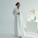 Voya Große Größen Muslim Modest Casual V-Ausschnitt Langarm Maxikleid – Locker Weißes Abaya Für Damen_ecoleips.com