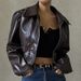 Vintage-Inspired PU Leather Jacket For Women – Stylish Zip-Up Collar, Slim Fit, Retro Casual Outerwear (Brown/Navy/Burgundy)_ecoleips.com
