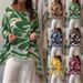 Women's Relaxed Fit Printed Woven Shirt Long Sleeve round Neck Boho Casual Blouse_ecoleips.com